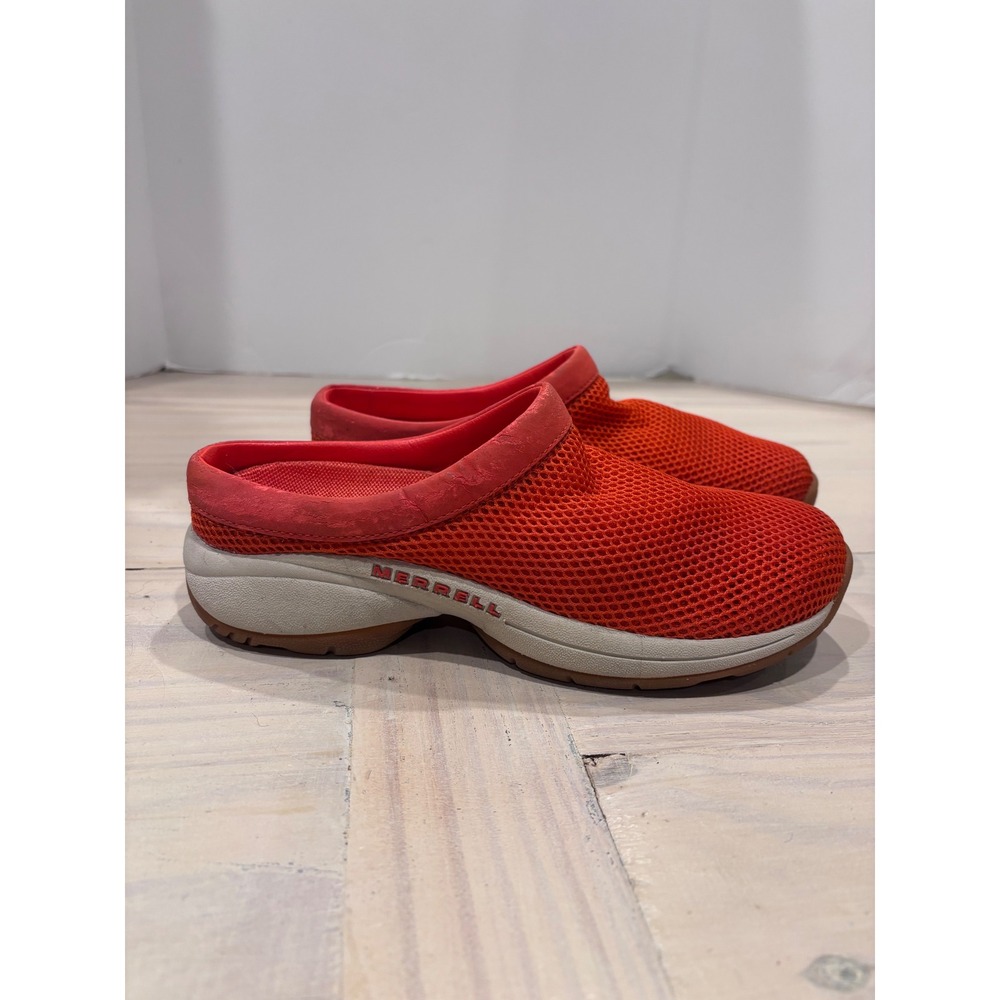 Merrell Primo Breeze II Coral Red Mesh Slip On Clogs Womens Size 8 63688